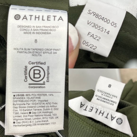 Athleta Nolita Slim Crop Pant Olive‎ Green size 8 - Picture 8 of 8
